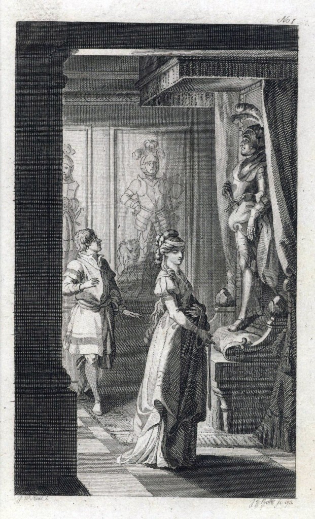 Illustration fra den tyske udgave af Slottet i Otranto (Johan Wilhelm Meil, 1794)