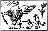 Griffen er et gammelt væsen. De første repræsentationer, vi kender af den, stammer fra 5-6000 år gamle segl, som er fundet i det nuværende Iran. Stregtegning, Frankfort 1937