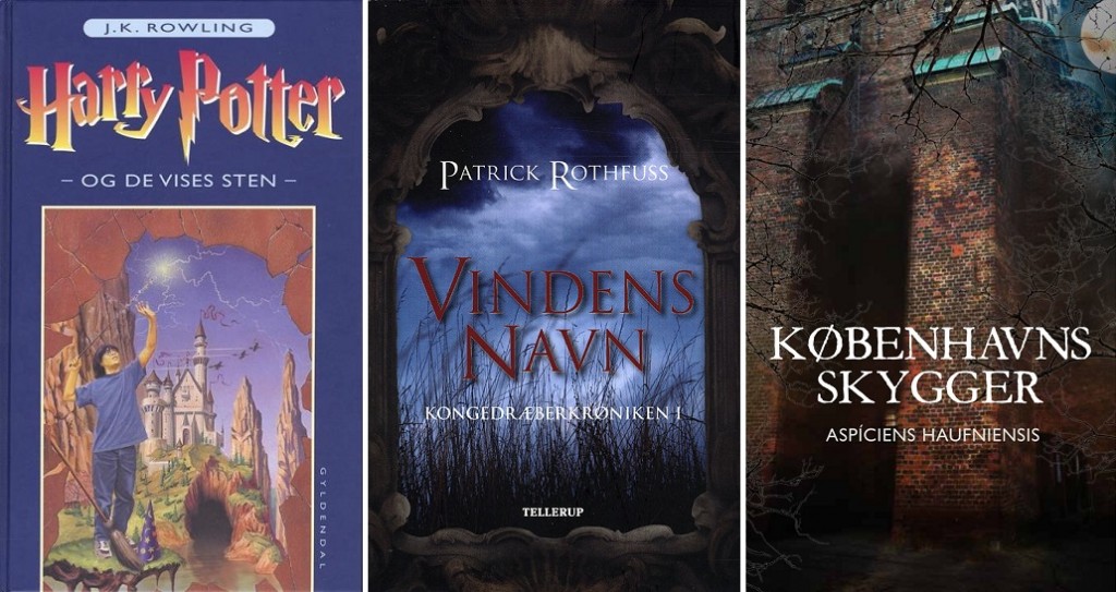 I både Harry Potter (Gyldendal år*), Vindens navn (Tellerup år*) og Københavns skygger (Ulven og Uglen 2015) går hovedpersonen på en skole for magikere.